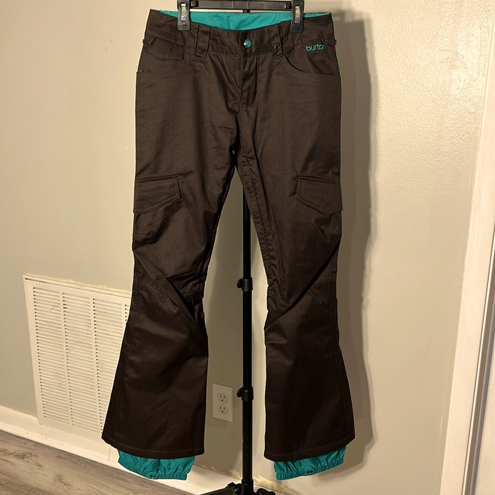 Burton The White Collection Pants DryRide Ski Snow Pants Size XS Brown/ Teal